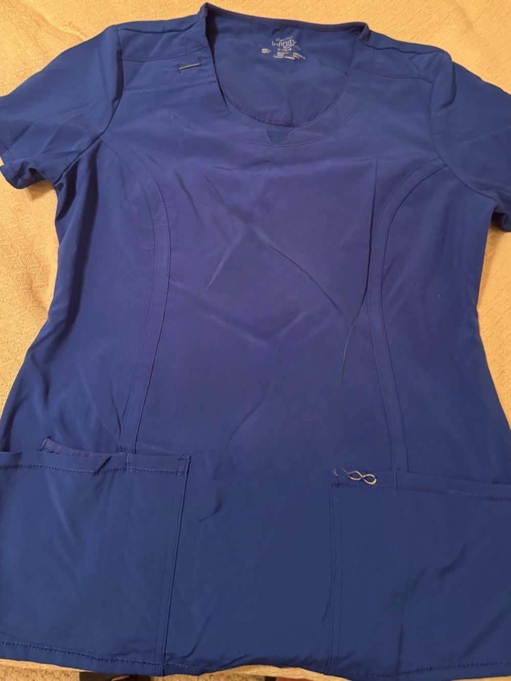 Cherokee Infinity Galaxy Blue Women's Blue Scrub Set Size Small